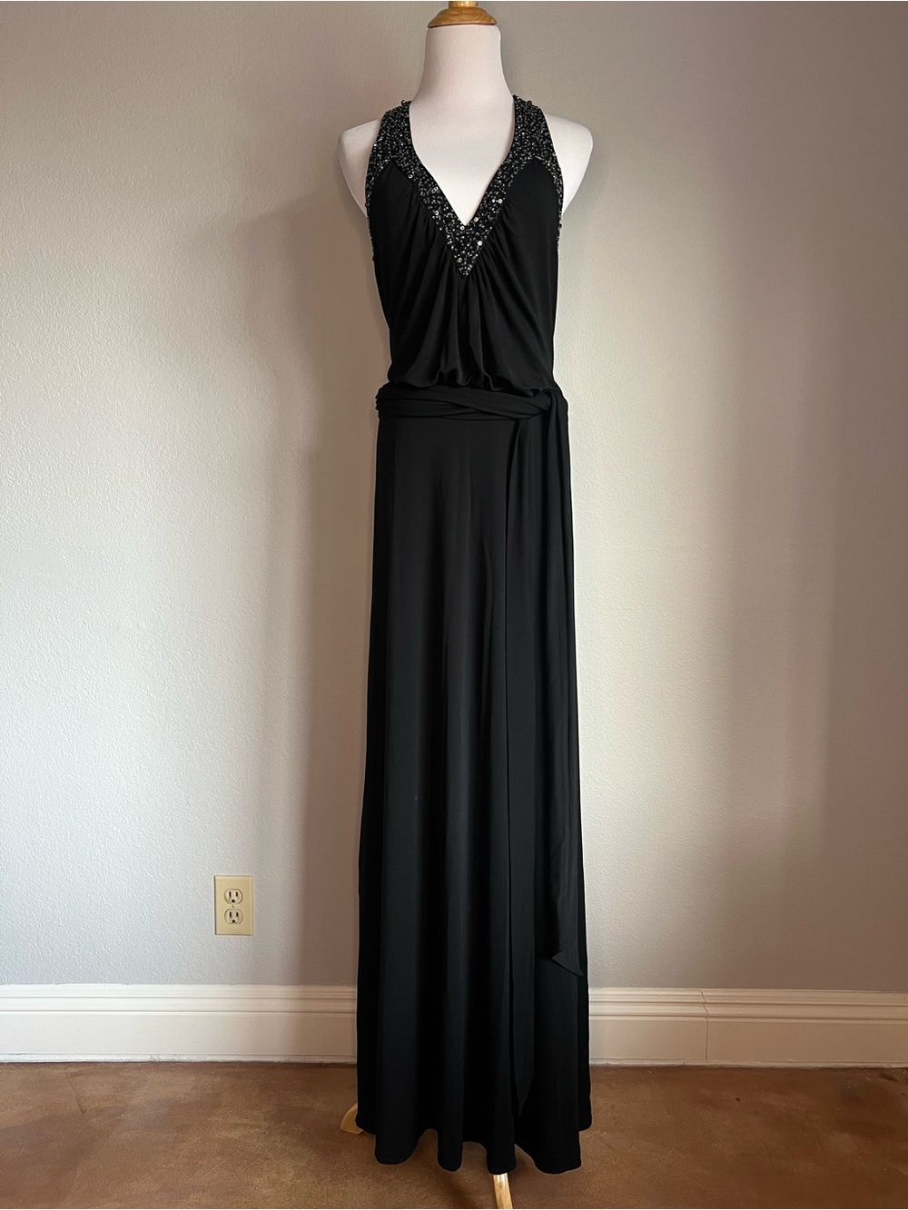 BCBGMaxAzria Black Beaded Gown, XS